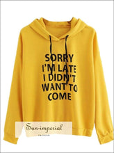 Women’s Fashion Solid Color Letter Printing Long Sleeve Hooded Sweater Loose Casual Sweatshirt SUN-IMPERIAL United States