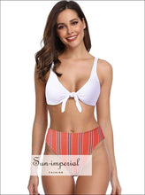 Women’s High Waist Bikini Set Knotted White Push-up Two-piece Beach Swimwear Fashion Summer Ladies SUN-IMPERIAL United States