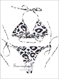 Women's Leopard Print Two-piece Swimwear Fashion High Waist Bikini Set Push-up Bra Strap Lace Chest