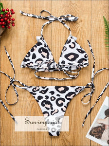 Women's Leopard Print Two-piece Swimwear Fashion High Waist Bikini Set Push-up Bra Strap Lace Chest