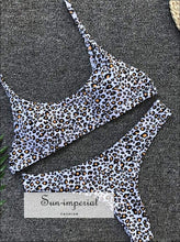 Women's Leopard Swimwear Two-piece Fashion Bikini Set High Waist Push-up Bra Straps Swimsuit Tankini