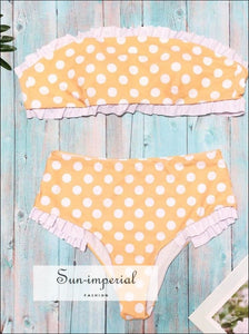 Women’s Polka Dot Two-piece Beach Swimwear Fashion High Waist Bikini Set Push-up Bra Low-cut bikini, bikini set, dot, dot print, hot 