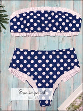 Women’s Polka Dot Two-piece Beach Swimwear Fashion High Waist Bikini Set Push-up Bra Low-cut bikini, bikini set, dot, dot print, hot 