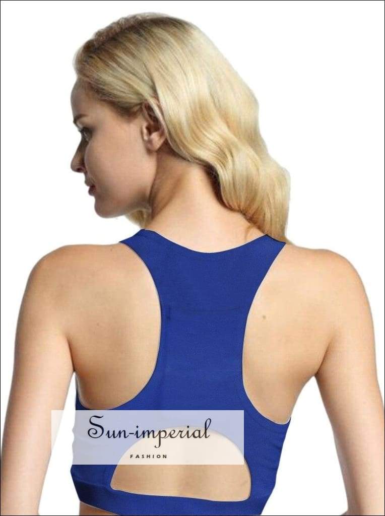 Sun-imperial - women ribbed two tone blue sport bra and high waist