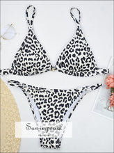 Women's Two Piece Black and White Leopard Bikini