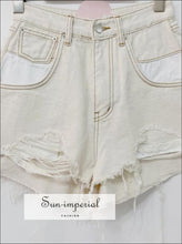 Womens Washed High Waist Ripped Denim Shorts BASIC SUN-IMPERIAL United States