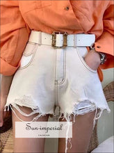 Womens Washed High Waist Ripped Denim Shorts BASIC SUN-IMPERIAL United States