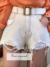 Womens Washed High Waist Ripped Denim Shorts BASIC SUN-IMPERIAL United States