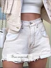 Womens Washed High Waist Ripped Denim Shorts BASIC SUN-IMPERIAL United States