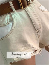 Womens Washed High Waist Ripped Denim Shorts BASIC SUN-IMPERIAL United States