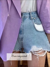 Womens Washed High Waist Ripped Denim Shorts BASIC SUN-IMPERIAL United States