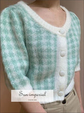 Wool Plaid Single Breasted Cardigan - Sun Imperial (photo 1)