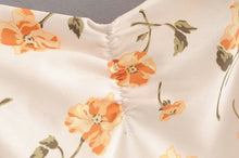 Yellow Floral Center Ruched Off Shoulder Beach Midi Dress with Ruffles - Sun Imperial (photo 4)