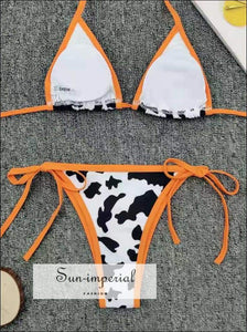 Yellow Plunge Cow Print Bikini Set best seller, bikini, bikini set, COW PRINT BIKINI, hot SUN-IMPERIAL United States