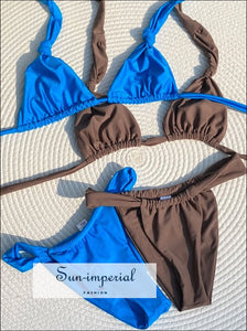Solid Micro Bikini Set With Long Strap Detail Sun-Imperial United States