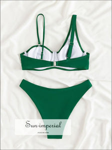 Green Cross Push Up Bikini Set With Different Width Cami Strap Sun-Imperial United States