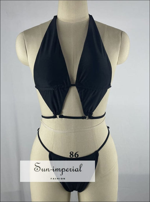 Women’s Halter Triangle Cut Out Bikini Set Sun-Imperial United States
